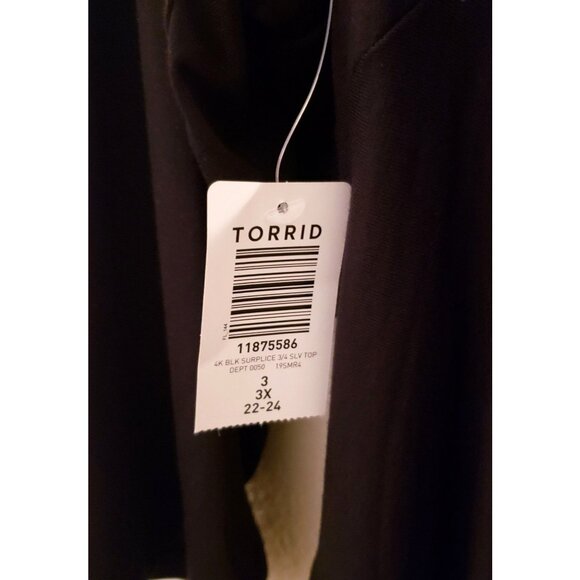 Torrid Black Faux Wrap Super Soft Jersey Peplum Hem Top 3X NWT - Picture 8 of 8